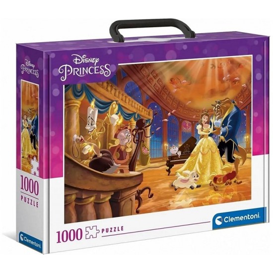 Puzle 1000 gab. Clementoni Disney Princess Puzzle Suitcase 1000 pieces Beauty and the Beast 39676