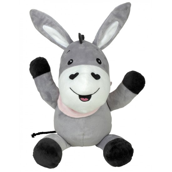 Mīksta muzikāla rotaļlieta ēzelis Happy People Baby plush Donkey 25cm, grey/pink 40148