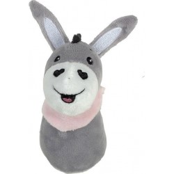 Mīksta rotaļlieta ar grabuli Happy People Baby plush Donkey 13cm, gray/pink Rattle 40155