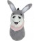 Mīksta rotaļlieta ar grabuli Happy People Baby plush Donkey 13cm, gray/pink Rattle 40155