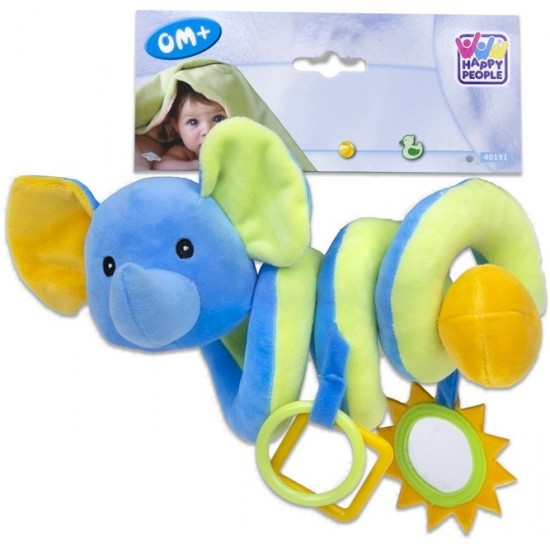 Attīstoša rotaļlieta grabulis Happy People Plush activity spiral 53cm elephant 40191