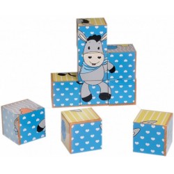Koka attīstoša klucīšu puzle Happy People Wooden puzzle 9 pieces Blue 41233