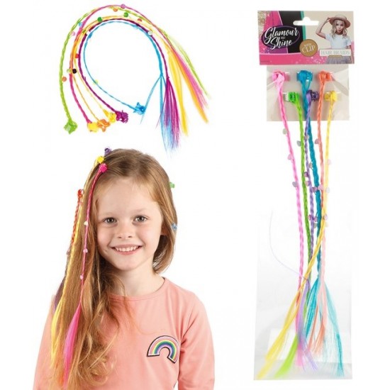 Matu sprādzes GLAMOUR&SHINE 6xLock of hair with hearts on hair clip 45850A