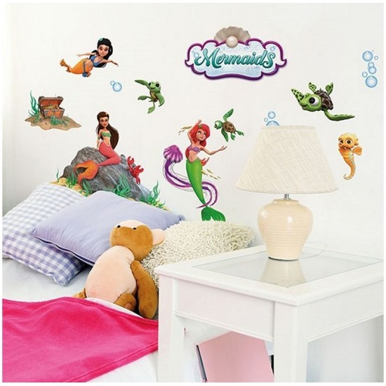 Uzlīmes MERMAIDS Wall deco stickers XXL sheet Mermaid 46145A