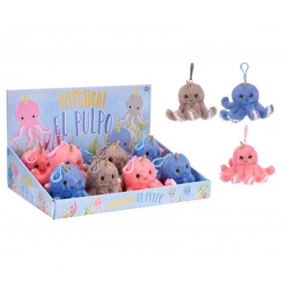 Mīksta rotaļlieta astoņkājis Plush Octopus Bagclip El Pulpo 3 assorted 10cm 49373