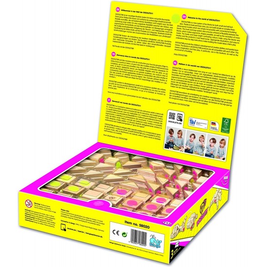 Koka konstruktors Docklets wooden building blocks, 3D flexible, 50 parts, Creepy Crawlies Set 32x32cm 58020