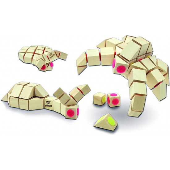 Koka konstruktors Docklets wooden building blocks, 3D flexible, 50 parts, Creepy Crawlies Set 32x32cm 58020