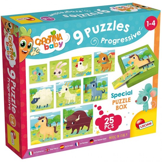 Puzles mazuļiem Lisciani 9 Puzzles Progressive Farm 58440