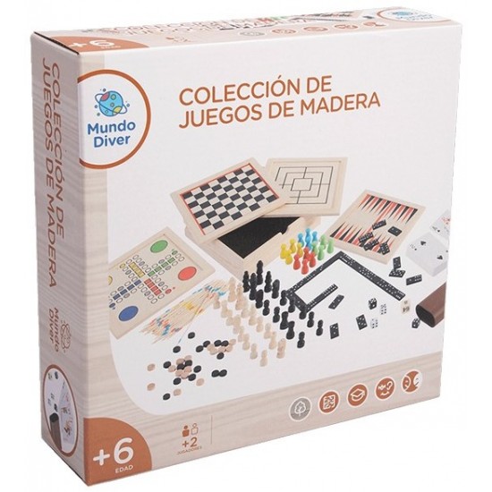 Galda spēļu koka komplekts Wooden game box 9 games 8117ES