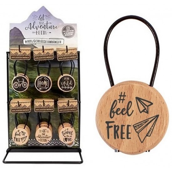 Suvenīrs koka piekariņš Trendhaus Let the Adventure Begin Wooden Key Ring 950390
