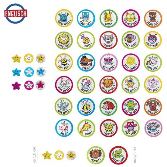 Uzlīmes Trendhaus Glitter Stickers Englisch 320 pieces 953636