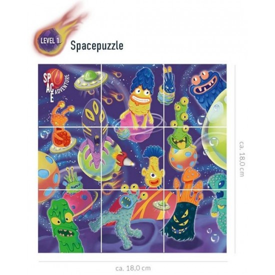 Spēle divpusīga puzzle Trendhaus Mini Space Adventure Logical Doublesided Puzzle 9 pcs 95863