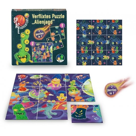 Spēle divpusīga puzzle Trendhaus Mini Space Adventure Logical Doublesided Puzzle 9 pcs 95863