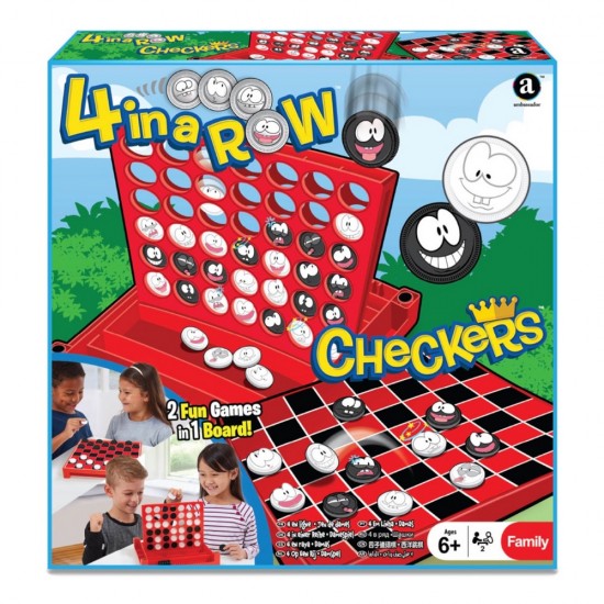 Galda spēles 4 pēc kārtas/dambrete 4 in a Row/Checkers Fun Family Game GPF025
