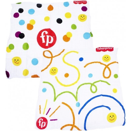 Autiņi barošanai Fisher-Price Burp Cloth 65x65cm 2- Pack GWR80