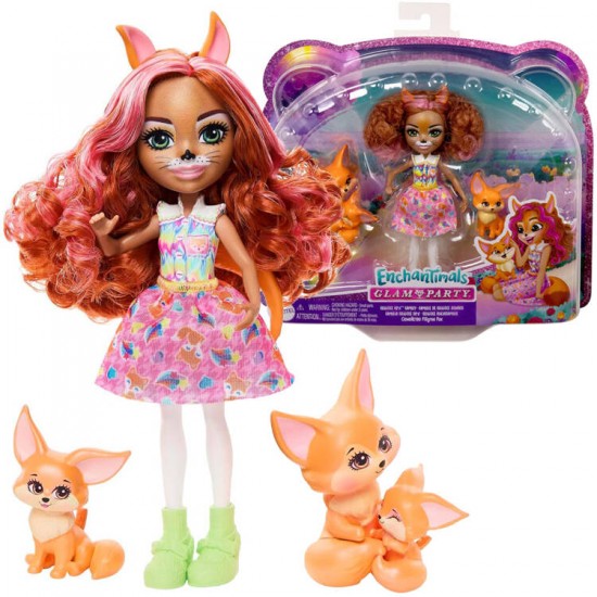 Lelle Mattel Enchantimals Glam Party Filigree Fox Family Playset with Doll HNT60