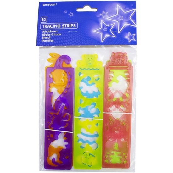 Zīmēšanas trafareti Amscan Stencils 17cm 12-Pack INT390187