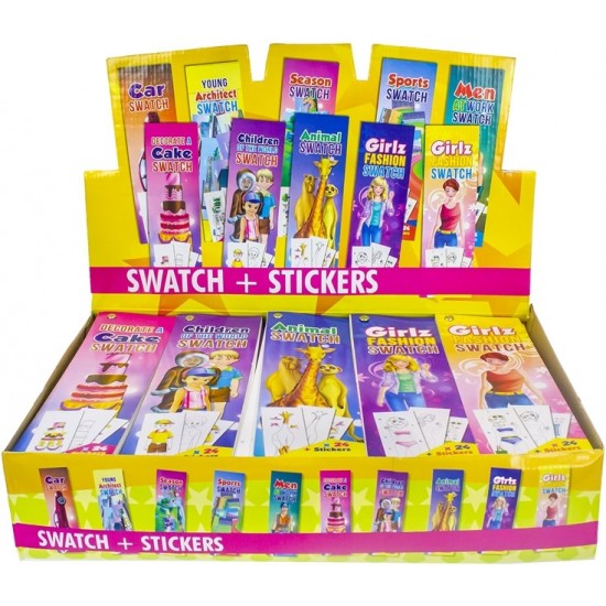 Veidošanas komplekts Swatch Colouring book 7x24cm + 24 stickers 10 assorted NA76
