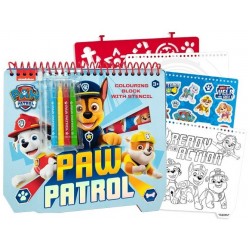 Piezīmju blociņš Paw Patrol Colouring Block with Stencil 20x22cm PW01009