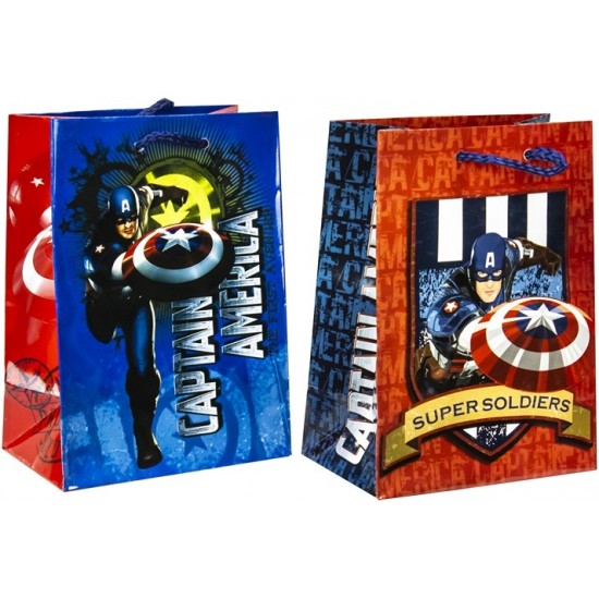Dāvanu maisiņš Giftbag Captain America ass. 18x13x8cm 013357