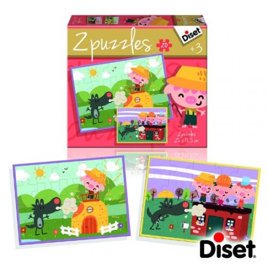 Puzles 2x20 gab. no pasakas Trīs sīventiņi  Diset The Three Little Pigs 2x20 pcs 69962