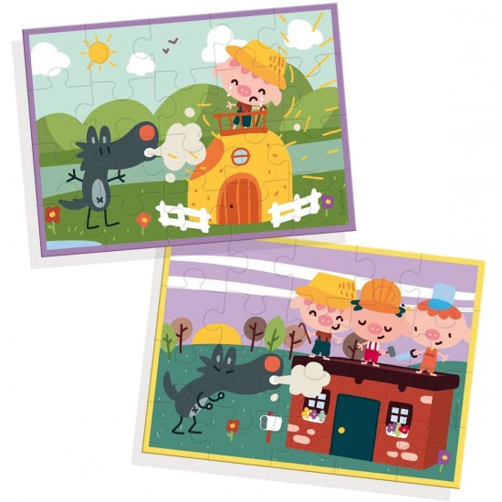 Puzles 2x20 gab. no pasakas Trīs sīventiņi  Diset The Three Little Pigs 2x20 pcs 69962