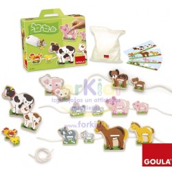 Wooden educational toy - lacing Goula Lacing Mum and Baby 55021