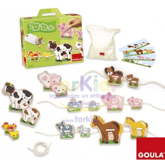 Koka attīstoša veramā rotaļlieta Goula Lacing Mum and Baby 55021