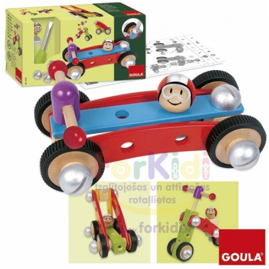 Koka attīstoša rotaļlieta konstruktors skrūves Goula Vehicles 55230
