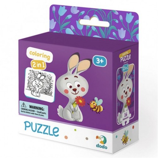 Puzle (divpusīga un krāsojama) Dodo Puzzle Coloring 2 in 1 Rabbit 300121