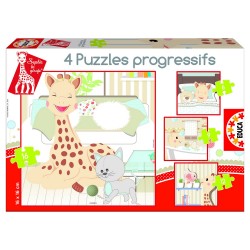 Puzles mazuļiem Educa Borras Puzzles Progressive Giraffe Sophie 6-9-12-16 pcs 15491.