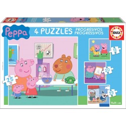 Puzles mazuļiem Educa Borras Puzzles Progressive Peppa Pig 12 - 16 - 20 - 25 pcs 16817