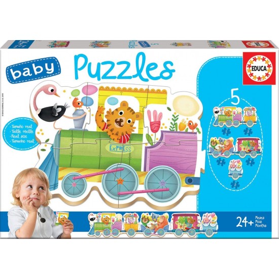 Puzles mazuļiem Educa Borras Puzzles Progressive Animals Train 3 - 3 - 4 - 4 - 5 pcs 17142