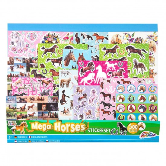 Uzlīmes - zirgi Grafix Mega Sticker Set Horse, 500pcs 40x32cm 100080