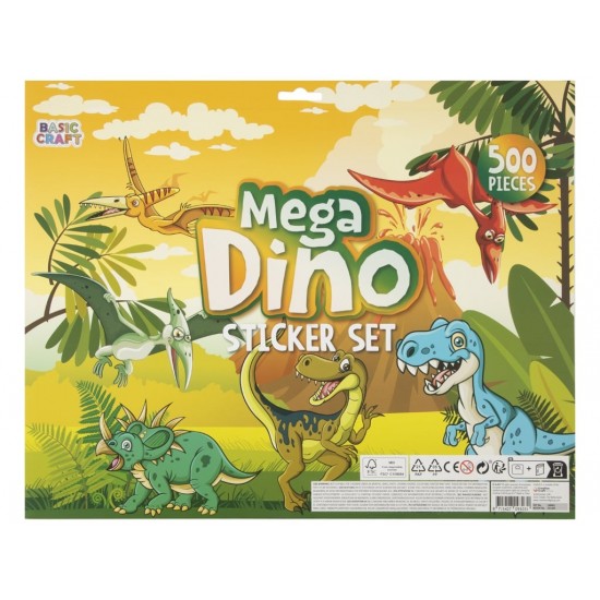 Uzlīmes - dinozauri Grafix Mega Sticker Set Dino, 500pcs 40x32cm 100081