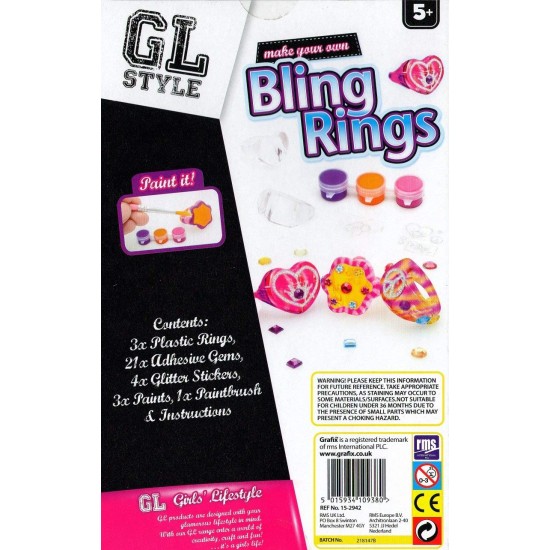 Rokdarbu komplekts - gredzeni Grafix GL Style Create Your Own Bling Rings 152942