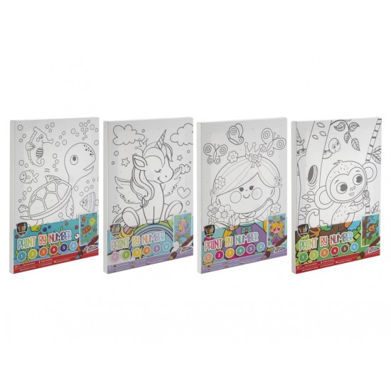 Kanva+6 krāsas glezna pēc cipariem Grafix Paint By Number Canva 4 ass. 150007