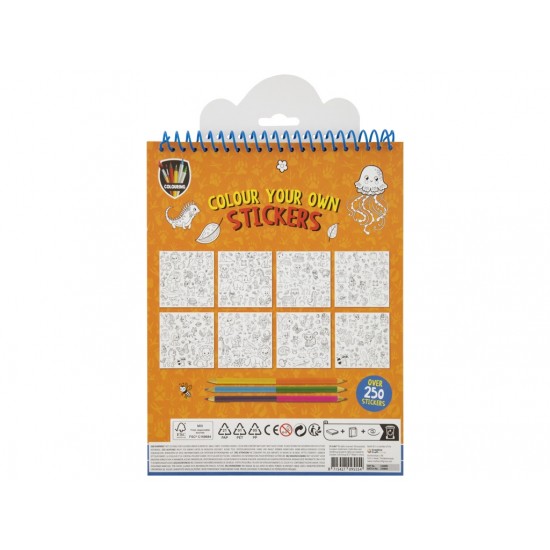 Grāmata ar uzlīmēm Grafix Colour your own stickers & 3 double-ended pencils 150090