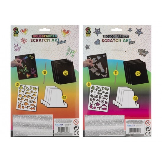 Radošais komplekts folija (1 gab.) Grafix Glitter Rainbow Scratch 2 ass. 220002