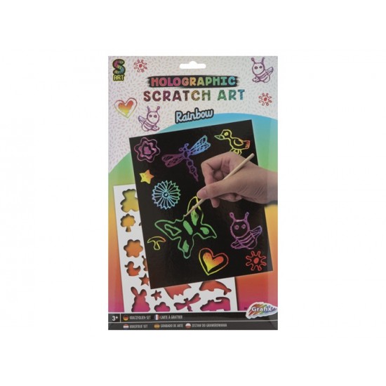 Radošais komplekts folija (1 gab.) Grafix Glitter Rainbow Scratch 2 ass. 220002