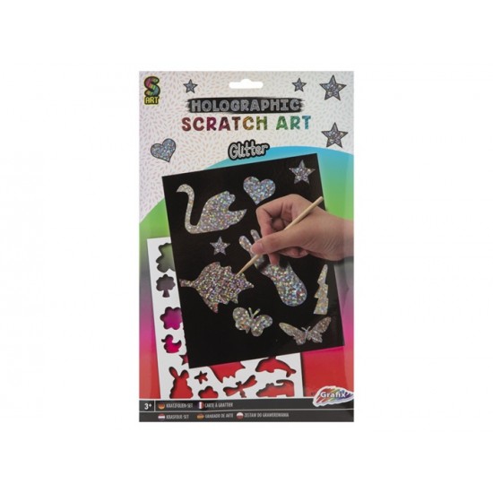 Radošais komplekts folija (1 gab.) Grafix Glitter Rainbow Scratch 2 ass. 220002