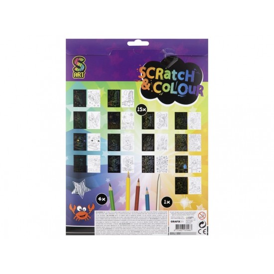 Radošais komplekts Grafix Scratch&Colour A4 15 Sheets + 4 colour pencils 220010