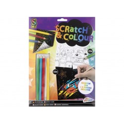 Radošais komplekts Grafix Scratch&Colour A4 15 Sheets + 4 colour pencils 220010