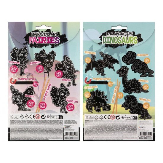 Radošais komplekts Grafix Scratch Magnets 10 pcs. 2 ass. (Fairy/Dino) 220012