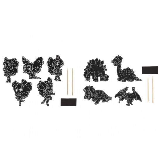 Radošais komplekts Grafix Scratch Magnets 10 pcs. 2 ass. (Fairy/Dino) 220012