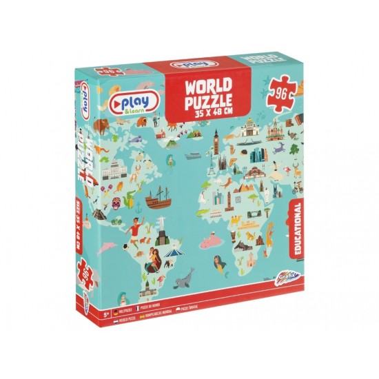 Puzle pasaules karte Grafix World Puzzle Map 96 pcs 400026