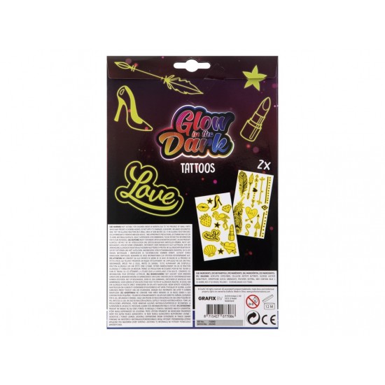 Komplekts tetovējumi Grafix Glow In The Dark Tattoos 2 sheets - 2 ass. 710003