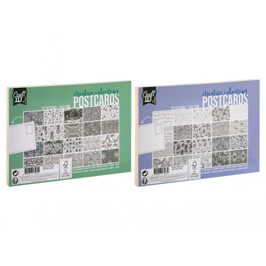 Radošais komplekts - apsveikuma kartiņas Grafix Cardmaking Set Colouring Book Postcards 20 sheets, 350 gsm, 2 ass CR1183/GE
