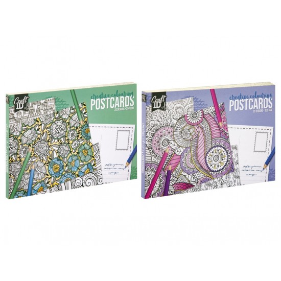 Radošais komplekts - apsveikuma kartiņas Grafix Cardmaking Set Colouring Book Postcards 20 sheets, 350 gsm, 2 ass CR1183/GE
