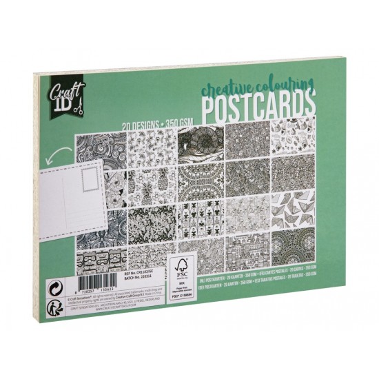Radošais komplekts - apsveikuma kartiņas Grafix Cardmaking Set Colouring Book Postcards 20 sheets, 350 gsm, 2 ass CR1183/GE